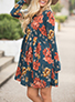 Women's Floral Mini Dress - Empire Waistline